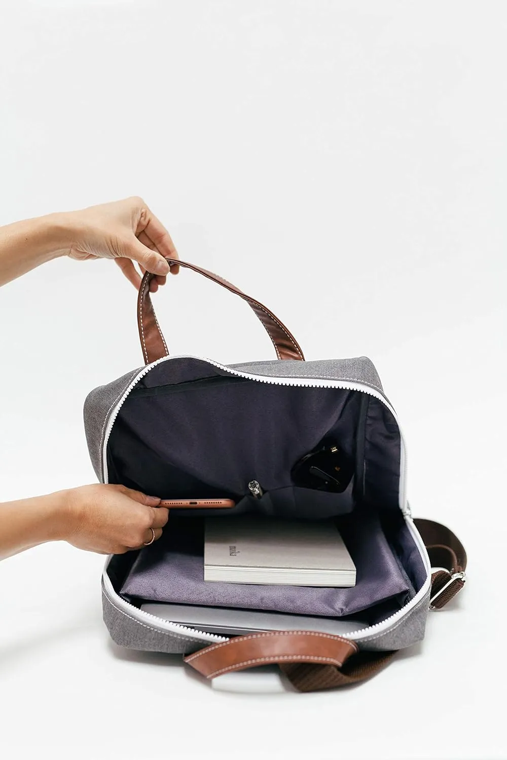 MAIKA Recycled Canvas Zippered Backpack, Waxed Ash, Grey