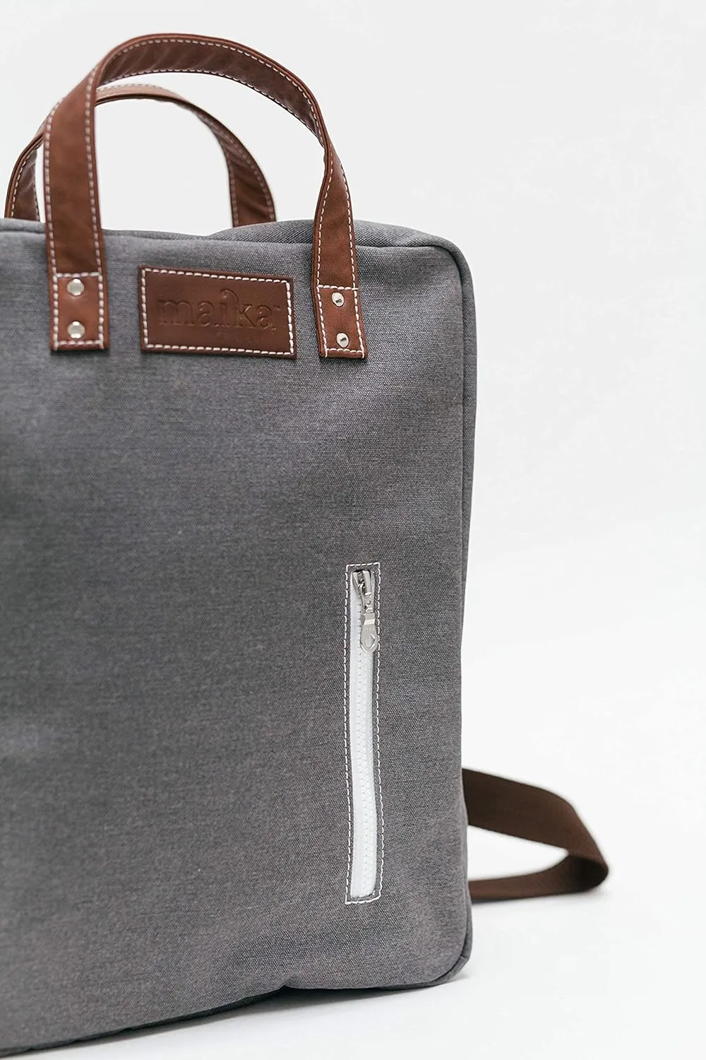 MAIKA Recycled Canvas Zippered Backpack, Waxed Ash, Grey