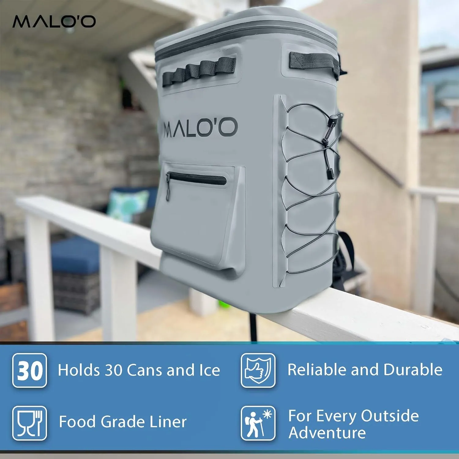 Malo'o Pro Adventure Insulated Backpack Cooler Holds 30 Cans for 48 Hours - Perfect Cooler Backpack Camping, Hiking, Fishing, Kayaking, Sports, or Beach- IceCell Technology Construction