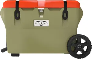 Maluna 50 Quart Wheeled Hard Cooler| Rotomolded | Insulated Portable Ice Chest Box for Drinks, Beverages, Beach, Camping, Picnic, Hunting, Fishing, Boating | Made in USA