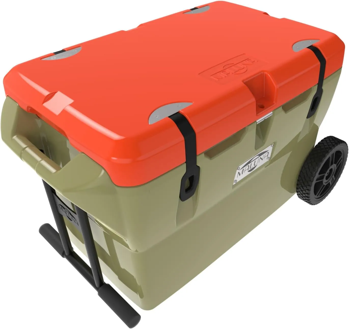 Maluna 50 Quart Wheeled Hard Cooler| Rotomolded | Insulated Portable Ice Chest Box for Drinks, Beverages, Beach, Camping, Picnic, Hunting, Fishing, Boating | Made in USA