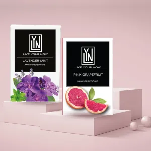 Manicure and Pedicure Kit - Lavender Mint and Pink Grapefruit, 4-Step Process, Moisturize, with Botanical Formulation, Pampered Hands and Feet (Combo Pack of 2)