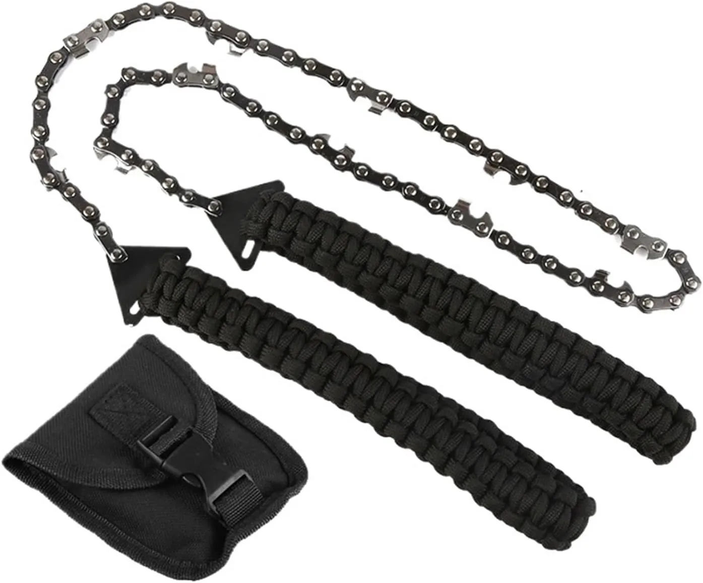Manual Mini Chainsaw Umbrella Rope Handle Garden Logging Convenient Chain Saw Outdoor Survival Corded Saw Hand Tools(Black)