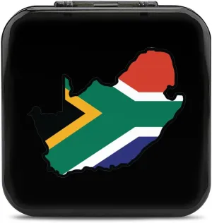Map of South Africa Flag Game Memory Card Case Compatible with Switch Storage Organizer 24 Micro SD Cartridge Slots Hard Box