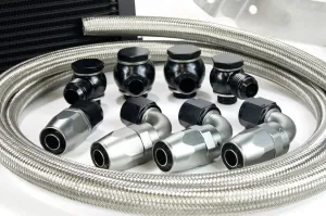 MAP Rev2 Oil Cooler Kit with Lightweight Braided Hoses Compatible with 2008-2015 Mitsubishi Lancer Evo X