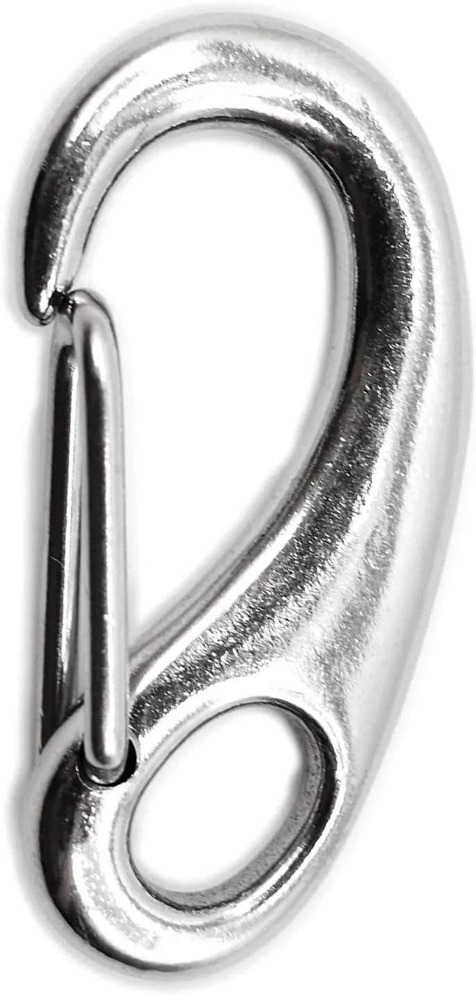 MARINE CITY Egg Shaped Spring Snap Hook – 316 Stainless Steel, Premium Quality, Rustproof, Lightweight for Keys, Water Bottles, RVs, Boats, Camping, Hiking