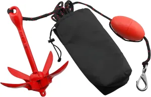 MarineNow Portable Folding Grapnel Anchor Kit – 3.5 lb Anchor, 25 Ft Marine-Grade Rope, Buoy, Snap Hook, and Padded Storage Bag – Ideal for Kayaks, PWCs, Canoes, SUP, Rafts, Jet Skis, and Small Boats
