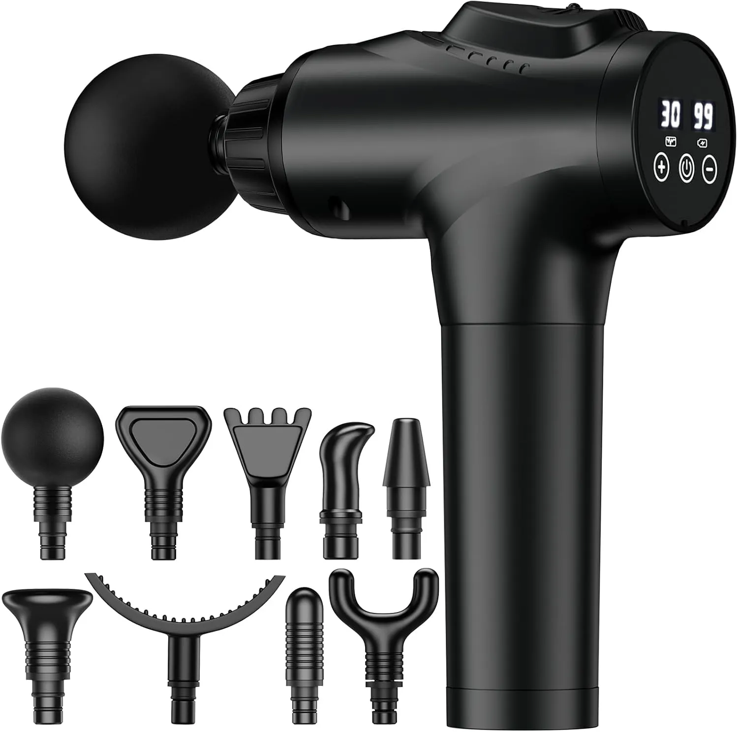 Massage Gun, Muscle Massage Gun for Athletes Handheld Electric Deep Tissue Back Massager, Percussion Massage Device for Pain Relief with 30 Speed Levels 9 Heads