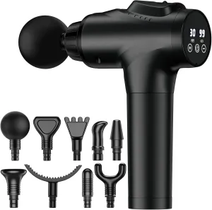 Massage Gun, Muscle Massage Gun for Athletes Handheld Electric Deep Tissue Back Massager, Percussion Massage Device for Pain Relief with 30 Speed Levels 9 Heads