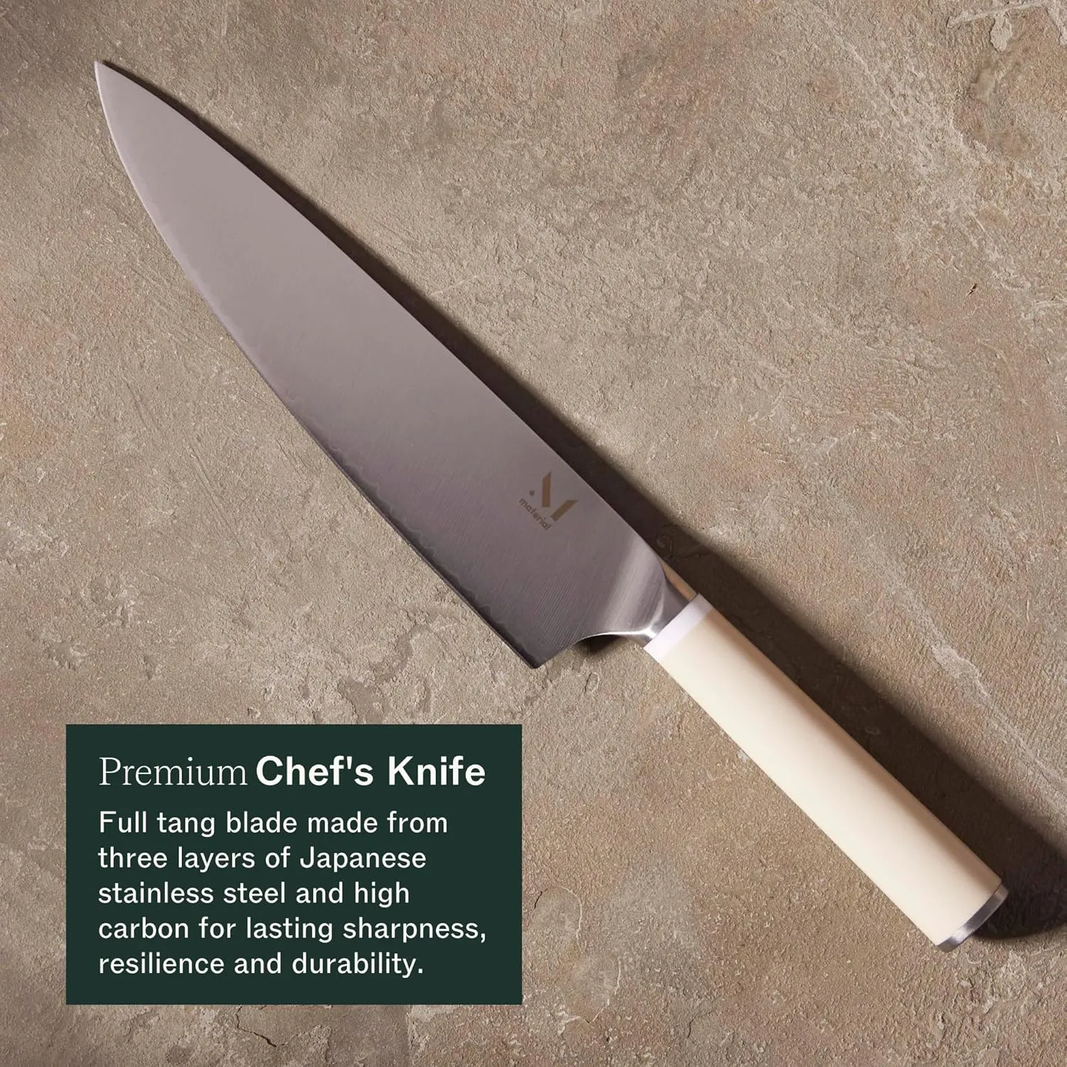 Material, The 8" Japanese Chef's Knife For Chopping & Cutting, Razor-Sharp Strong Blade, Carbon Stainless Steel, Cool Neutral