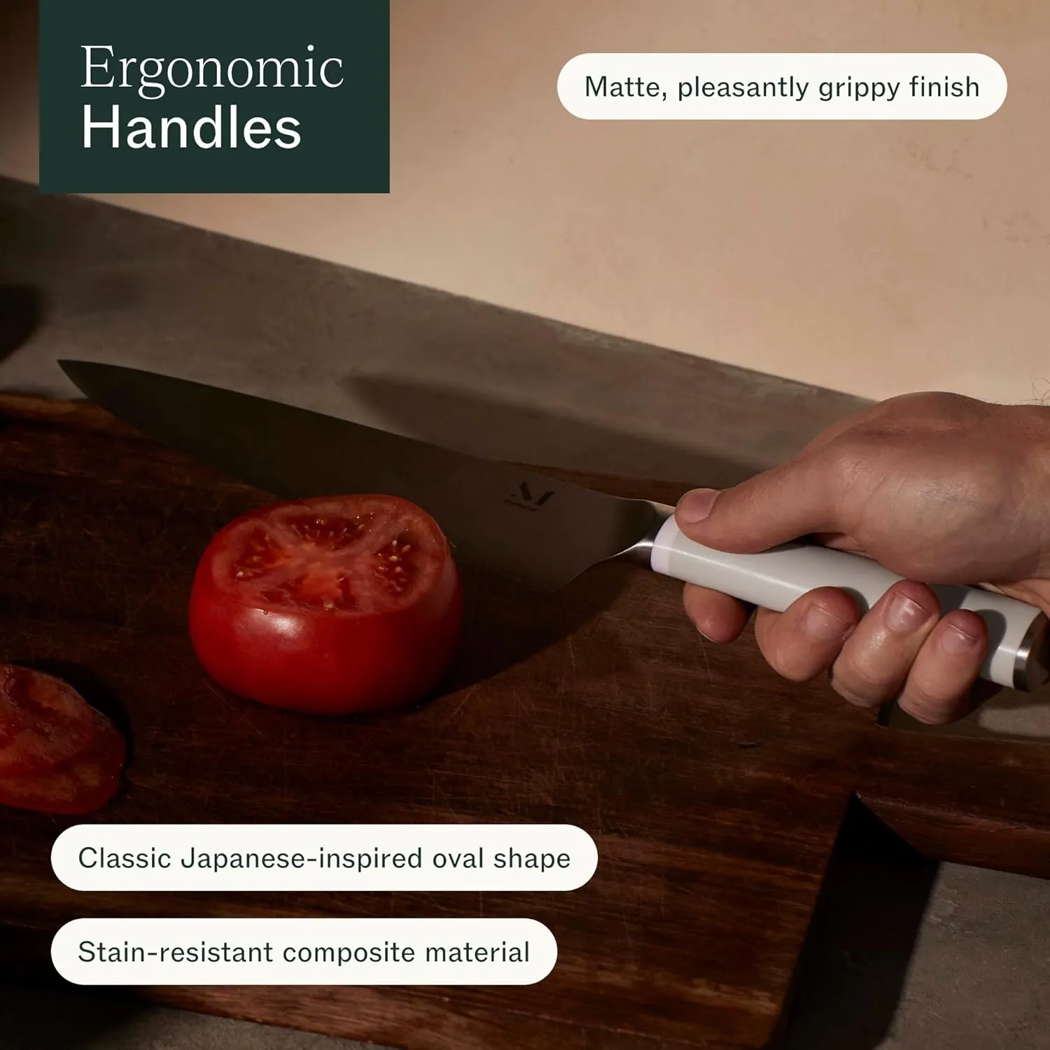 Material, The 8" Japanese Chef's Knife For Chopping & Cutting, Razor-Sharp Strong Blade, Carbon Stainless Steel, Cool Neutral