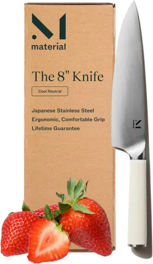 Material, The 8" Japanese Chef's Knife For Chopping & Cutting, Razor-Sharp Strong Blade, Carbon Stainless Steel, Cool Neutral