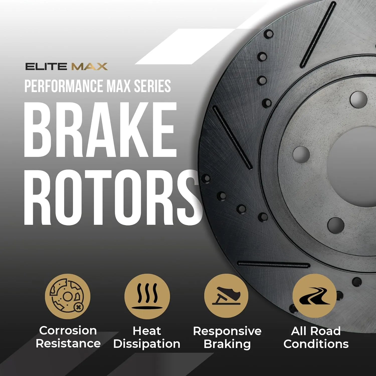 Max Advanced Brakes Front & Rear Brake Kit Compatible With 2008-2023 Nissan Rogue Sport Select Qashqai w/MPB Replacement Drilled Slotted Black Coated Disc Brake Rotors and Ceramic Brake Pads