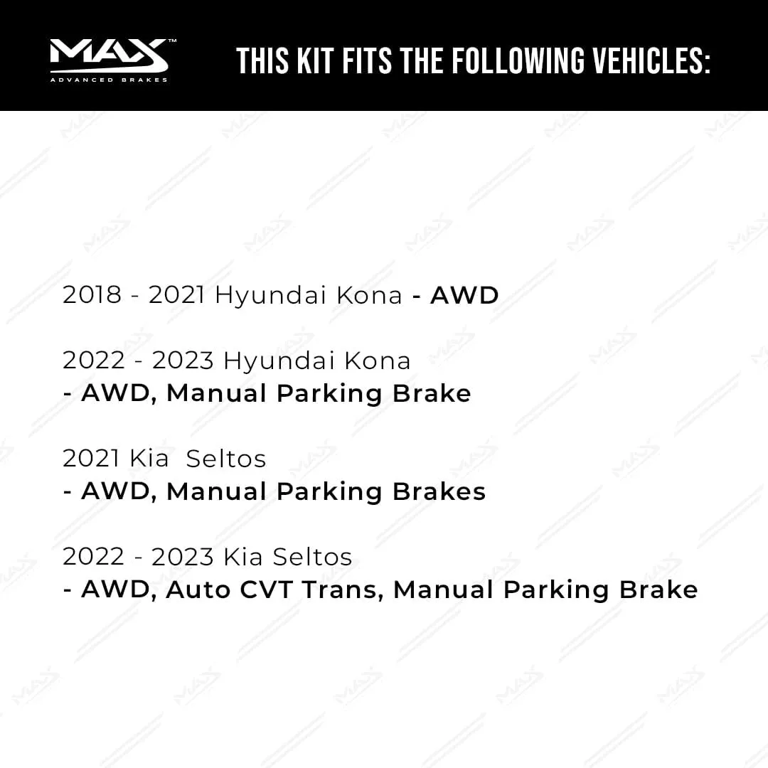 Max Advanced Brakes Front & Rear Brake Kit Compatible With 2018 2019 2020-2023 Hyundai Kona AWD Manual Parking Brakes Replacement Geomet Coated OE Disc Brake Rotors and Ceramic Brake Pads