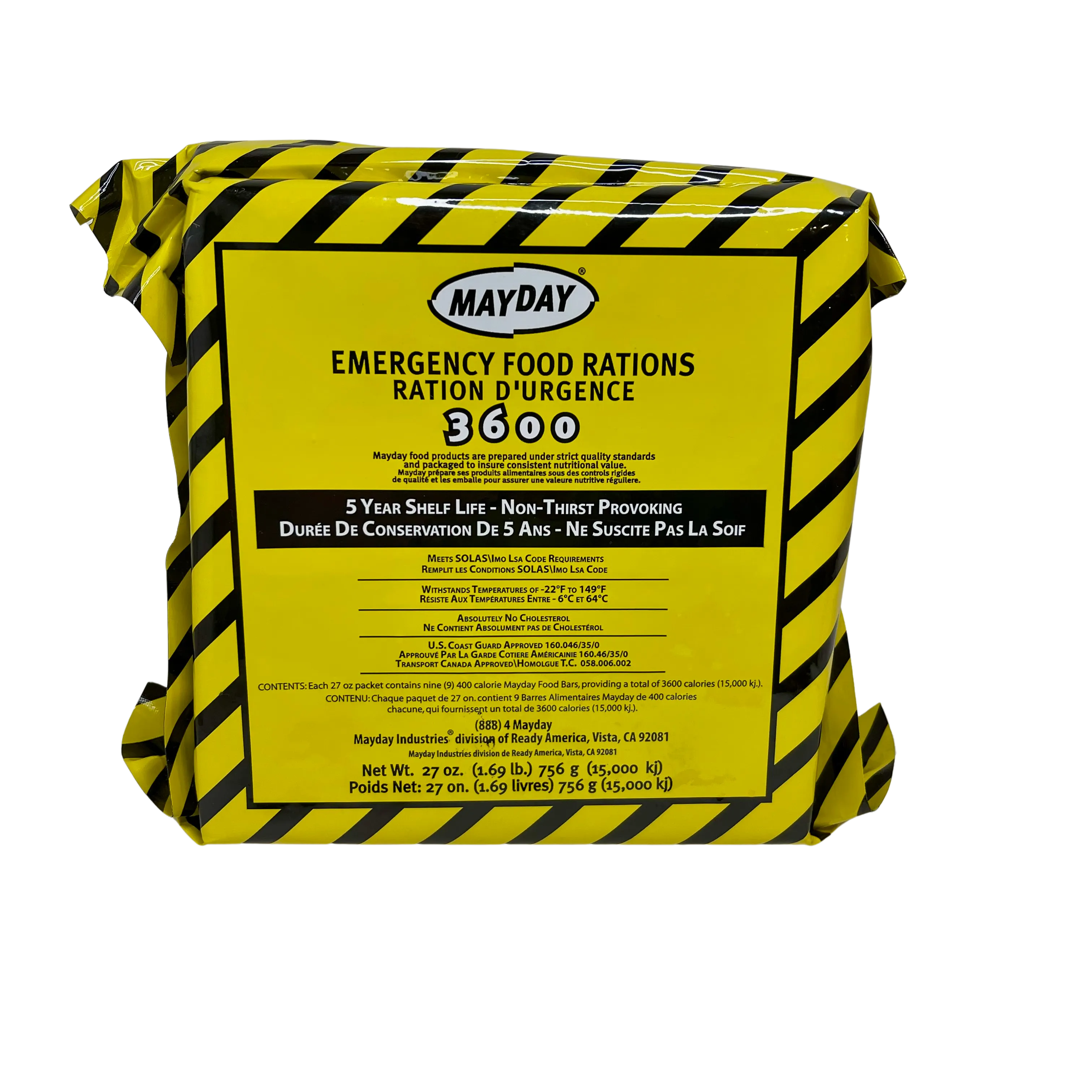 Mayday 6-Day Survival Food Supply: High-Energy Emergency Ration Bars