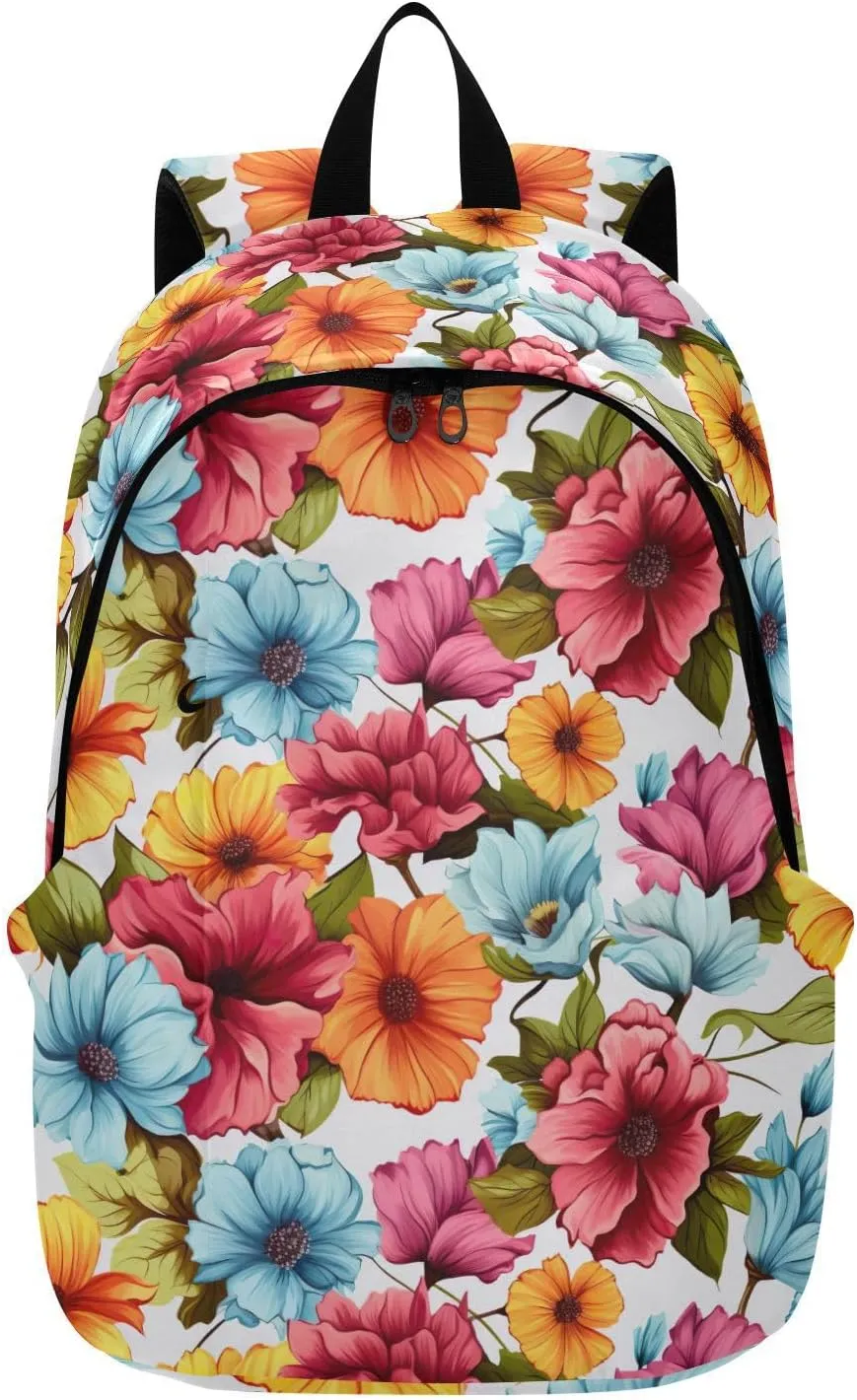 MCHIVER Travel Backpack Floral Watercolor Flowers Casual Daypack Backpacks Lightweight Carry on Bag Water Resistant Hiking Backpack for Women and Men