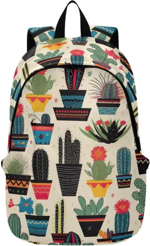 MCHIVER Travel Backpack Succulents Cactus Flower Casual Daypack Backpacks Lightweight Carry on Bag Water Resistant Hiking Backpack for Men Women