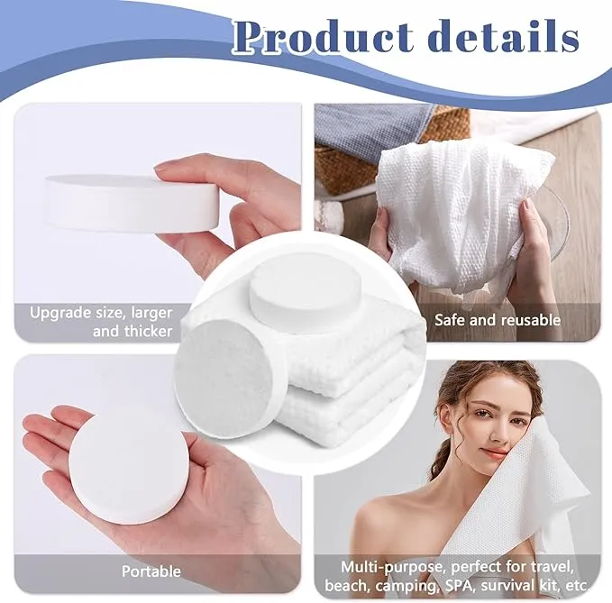 MCPINKY 3PCS Compressed Towel Tablets, 55 x 27in Reusable Travel Towels Compressed Bath Towel Portable Magic Towels for Camping Hiking Face Washing Toilet Swim