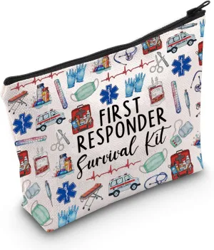 MEIKIUP EMT Cosmetic Makeup Bag Emergency Medical First Responder Survival Kit EMT Life Zipper Pouch Bag Paramedic Gifts (EMT responder bag)