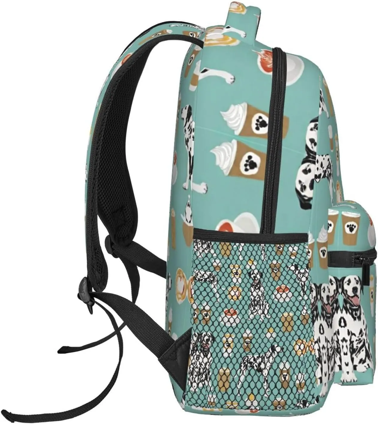 Men & Women Lightweight Dalmatians Cute Mint Coffee Dalmatian Dog Art Casual Daypack Large Capacity Bookbag With Adjustable Shoulder Straps for Gym Business Bicycle