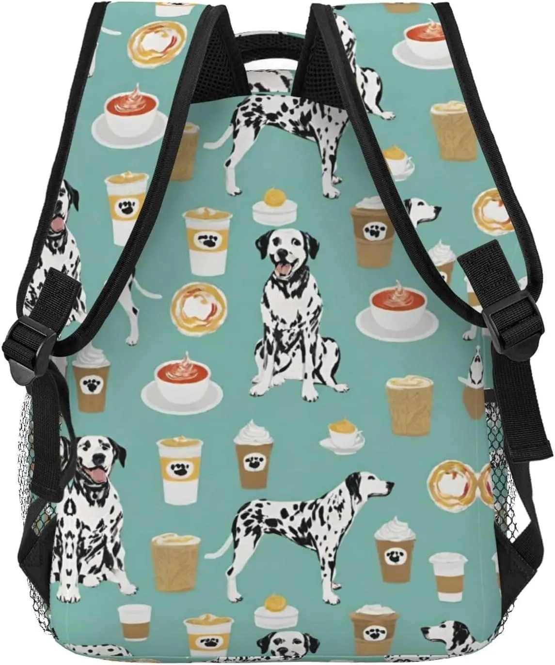 Men & Women Lightweight Dalmatians Cute Mint Coffee Dalmatian Dog Art Casual Daypack Large Capacity Bookbag With Adjustable Shoulder Straps for Gym Business Bicycle