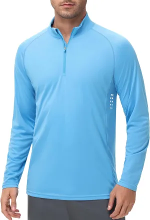 Men's 1/4 Zip Long Sleeve Sun Shirts UPF 50  Rash Guard Shirt Quick Dry Fishing Running Outdoor Shirts