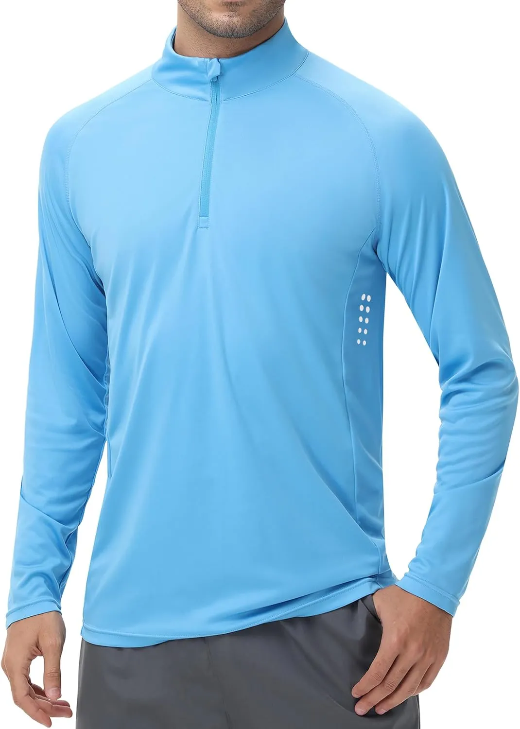 Men's 1/4 Zip Long Sleeve Sun Shirts UPF 50  Rash Guard Shirt Quick Dry Fishing Running Outdoor Shirts