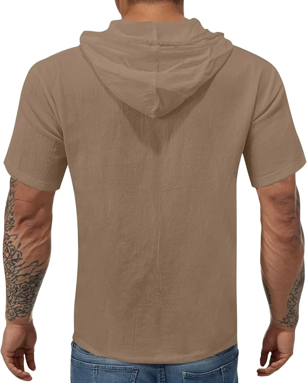 Men's Casual Short Sleeve Hoodie Shirt with Flag Print Lightweight, Breathable, Stylish Summer Top