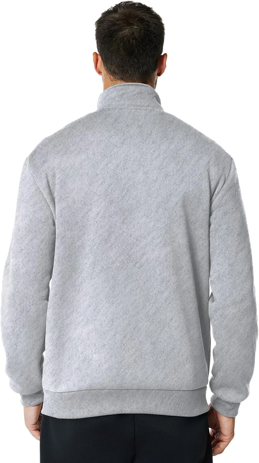Men's Fleece Full Zip Up Sweatshirt Casual Lightweight Long Sleeve Mock Neck Jackets with Pocket
