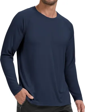 Men's UPF 50  Rash Guard Long Sleeve Shirts Sun Protection SPF UV Lightweight Swim T-Shirts