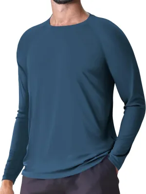 Men's UPF 50  Rash Guard Long Sleeve Shirts Sun Protection SPF UV Lightweight Swim T-Shirts