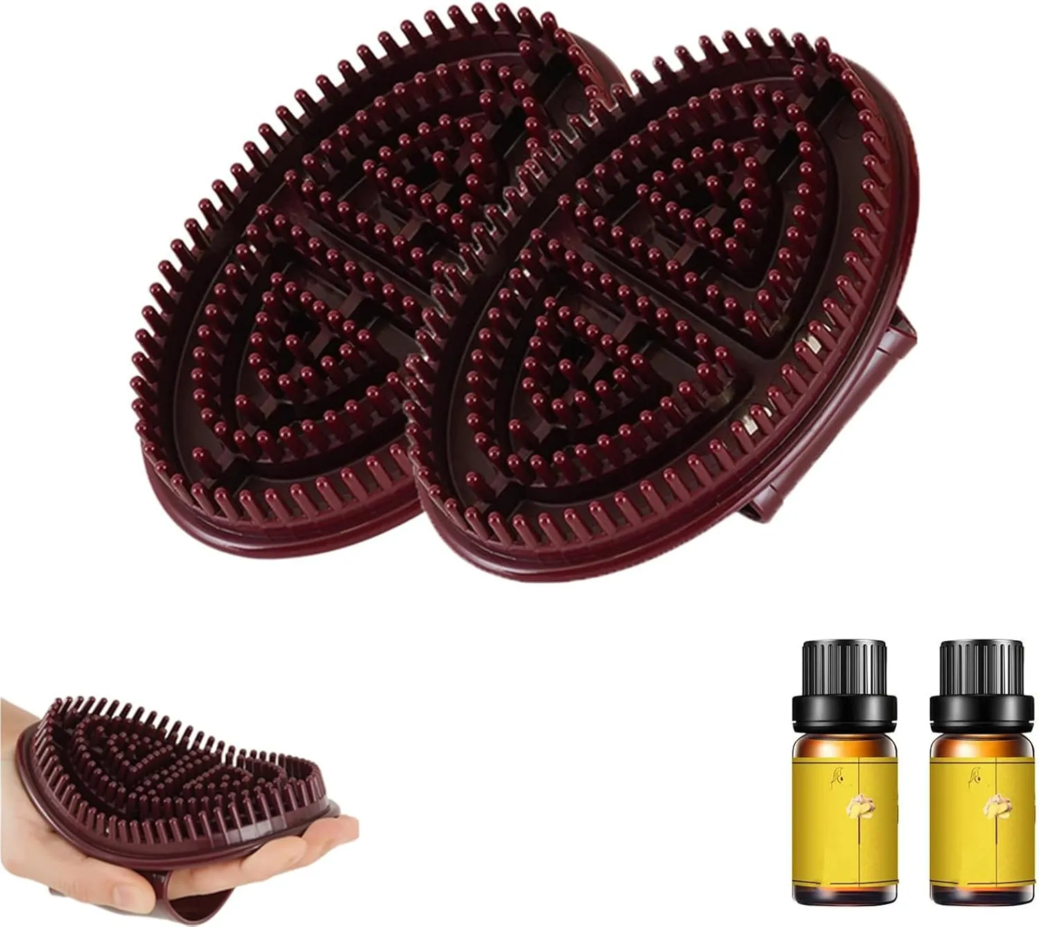 Meridian Brush,Meridian Brush Massage Body,Whole Body Relaxation Massage Comb for Body and Leg Relaxation, Soothing Muscles to Relieve Fatigue (D 2pcs with Essential Oil)