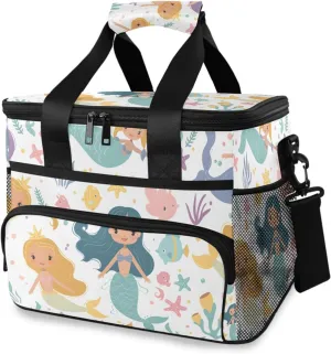 Mermaids Friends Cooler Bag Insulated Cooler Soft Sided Cooler 24 Can Portable Picnic Bag Large Leakproof Lunch Bag Box for Beach Grocery Camping Travel Car Men Women