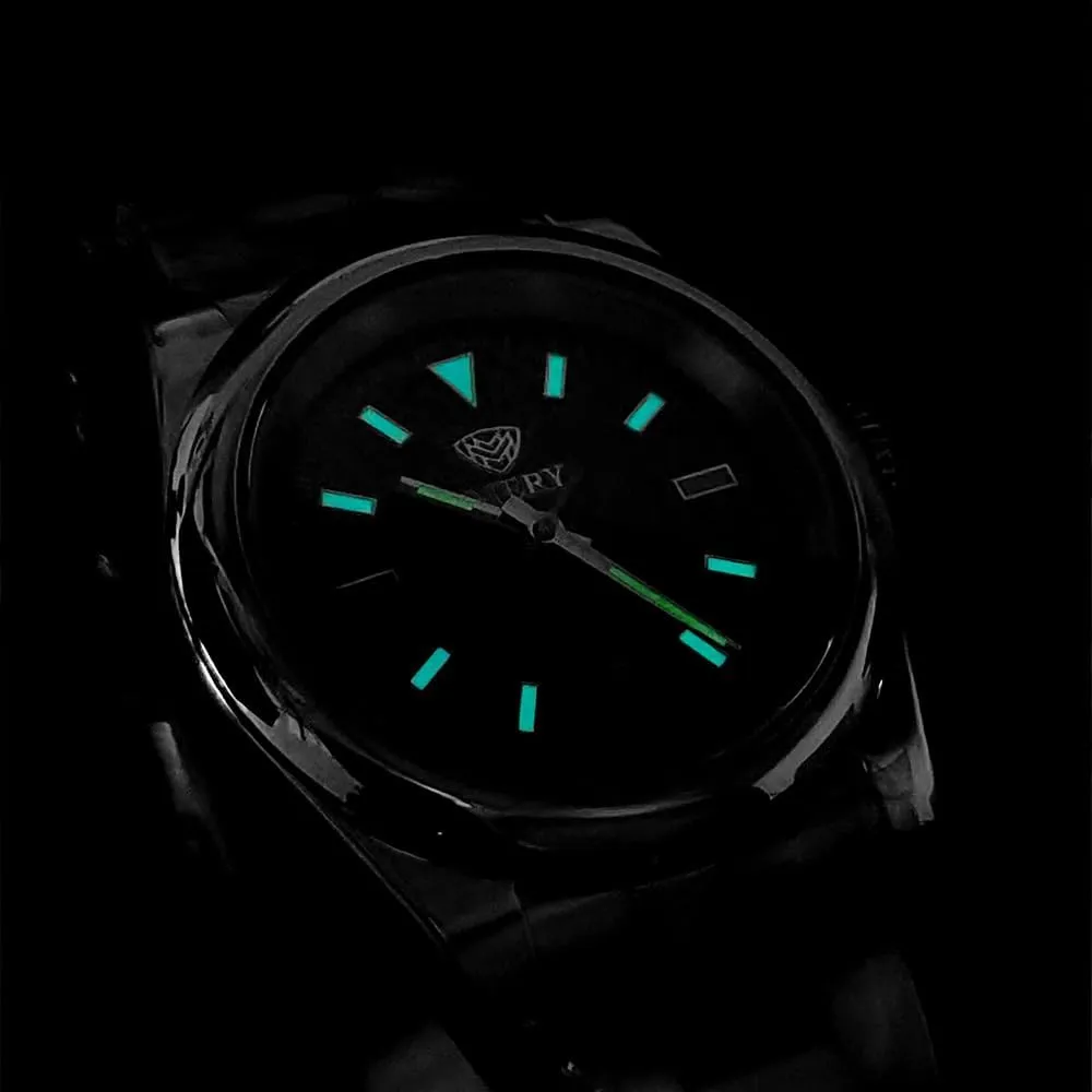 MERY Men's Sporty Automatic Watch NH35 Movement 39mm with Sapphire Crystal Luminous Hands 10Bar Waterproof Dress Business Style