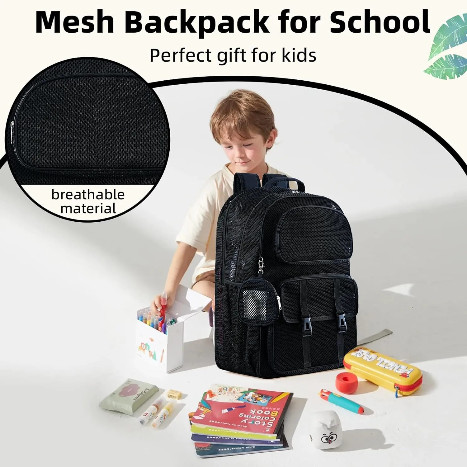 Mesh Backpack for School Heavy Duty, See Through Backpack for Women Men Student Diving Travel(3 sizes)