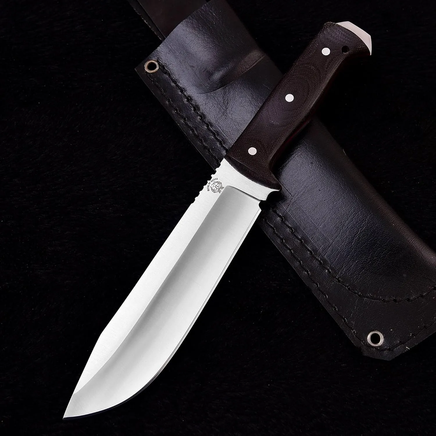 METAL OF HONOR Full Tang Fixed Blade Survival Knife, Bushcraft and Camping Outdoor Hunting Made of D2 Steel With Sheath (Brown)