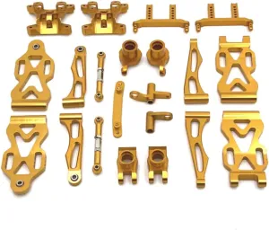 Metal Upgrade＆Modification Vulnerable Parts Kit Swing Arm Shock Mount Body Pillar Accessory for SCY 1/16 16101 16102 16103 16104 16106 16201 JJRC Q117 RC Car (Gold,10 Set)