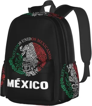 Mexican Flag Backpack Large Capacity Backpack Lightweight Double Shoulder Bag For Women Men Travel