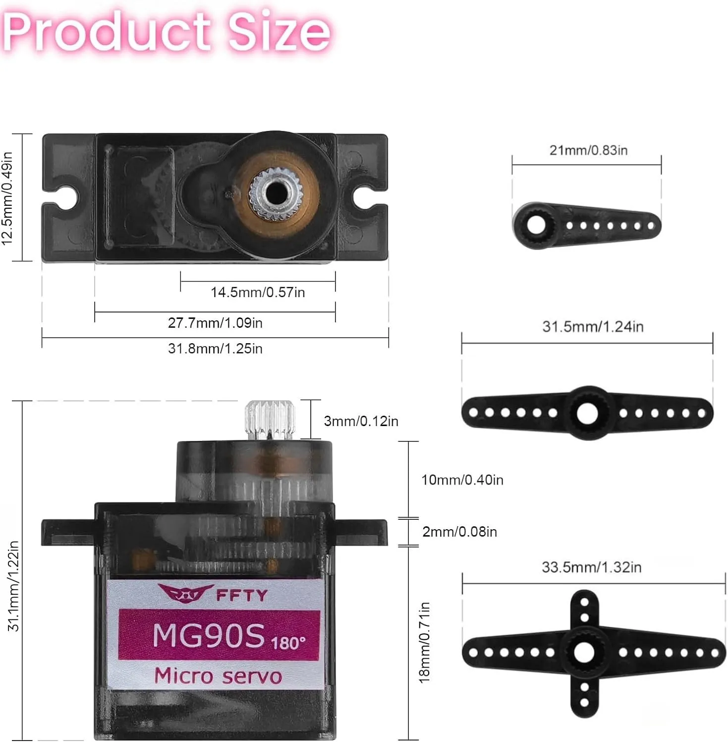 MG90S/SG90 9g Micro Servo Motor Kit, Metal Gear Small Servo for RC Car Robot Helicopter & Airplane Applications (5pcs mg90s)