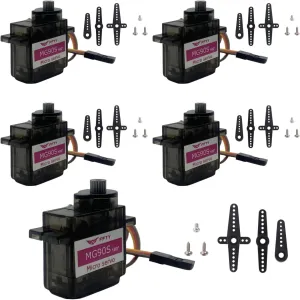 MG90S/SG90 9g Micro Servo Motor Kit, Metal Gear Small Servo for RC Car Robot Helicopter & Airplane Applications (5pcs mg90s)