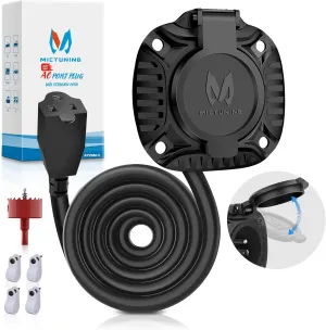 MICTUNING AC Port Plug with Heavy Duty Integrated 72 Inch Extension Cord and Water Resistant Spring Loaded Cover, Black