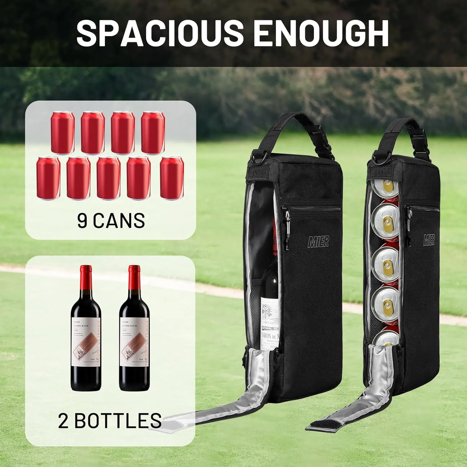 MIER Golf Cooler Bag Insulated Soft Cooler Bag Golf Accessories for Men 9 Cans Portable Beer Cooler Sleeve for Picnic Beach Outdoor Activities