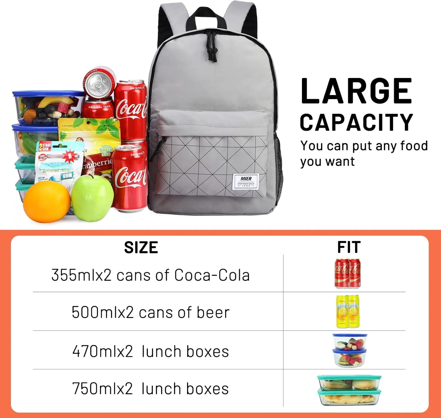 MIER Insulated Backpack Cooler Small Leakproof Lightweight Cute for Women Men to Work, Picnics, Camping, Park Day Trips, 15 L