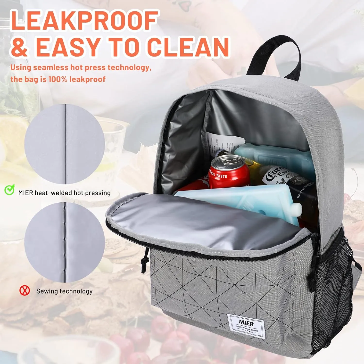 MIER Insulated Backpack Cooler Small Leakproof Lightweight Cute for Women Men to Work, Picnics, Camping, Park Day Trips, 15 L