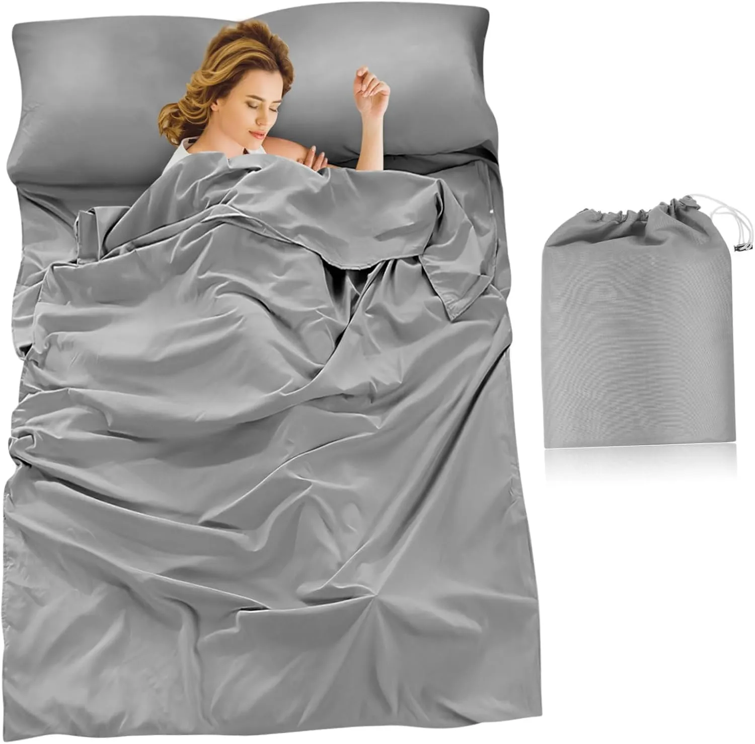 Mikikit Outdoor Sleeping Bag Hotel Sleep Sack Set Sleep Sack Sheet Breathable for Camping Hiking Travel