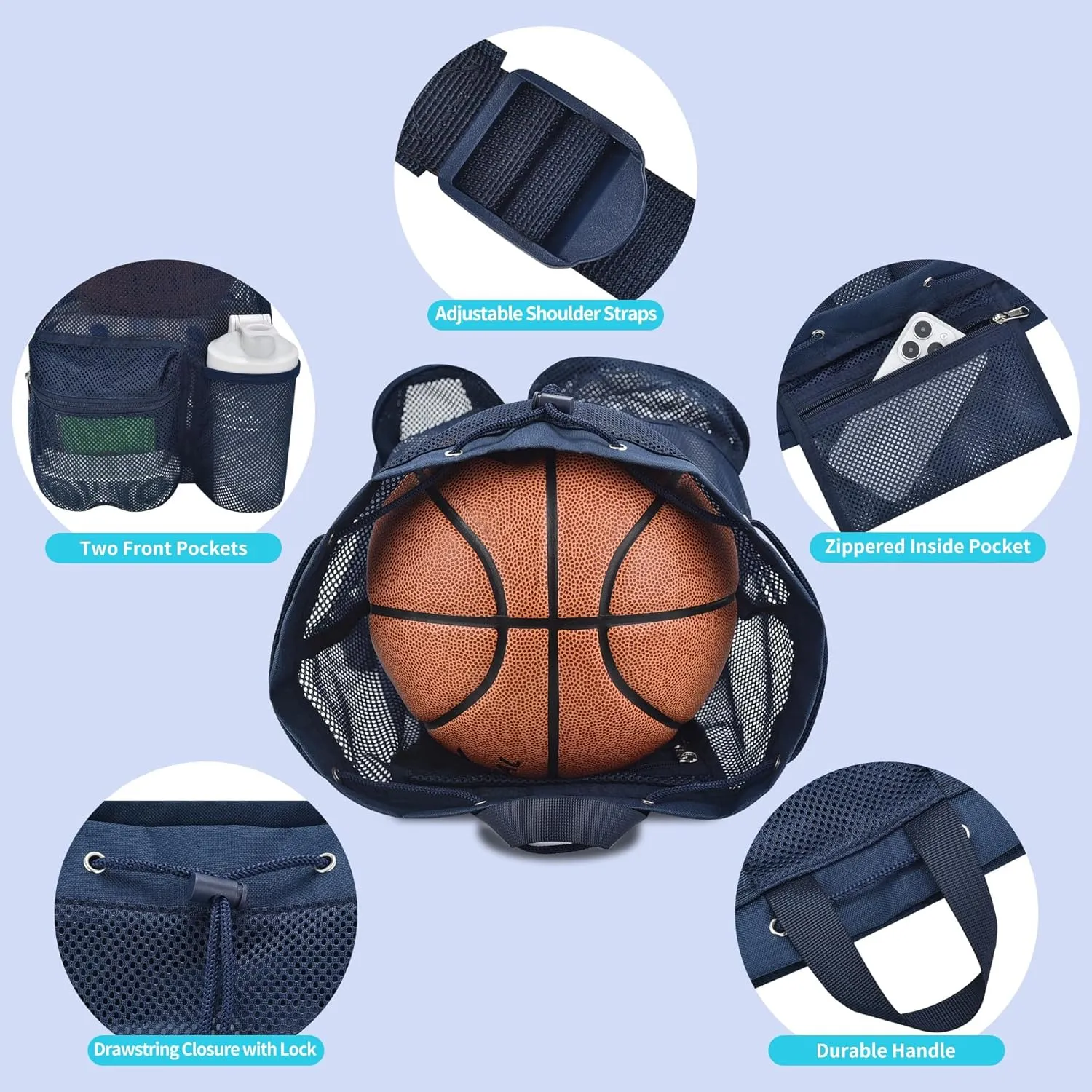 Mildbeer Large Drawstring Backpack for Men Women Athletic Gym Sports Workout Beach Swimming Commuting Travel