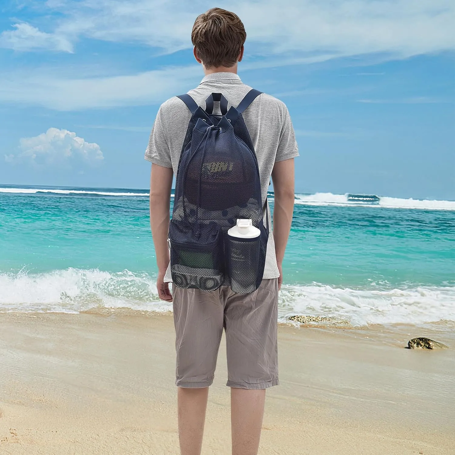 Mildbeer Large Drawstring Backpack for Men Women Athletic Gym Sports Workout Beach Swimming Commuting Travel