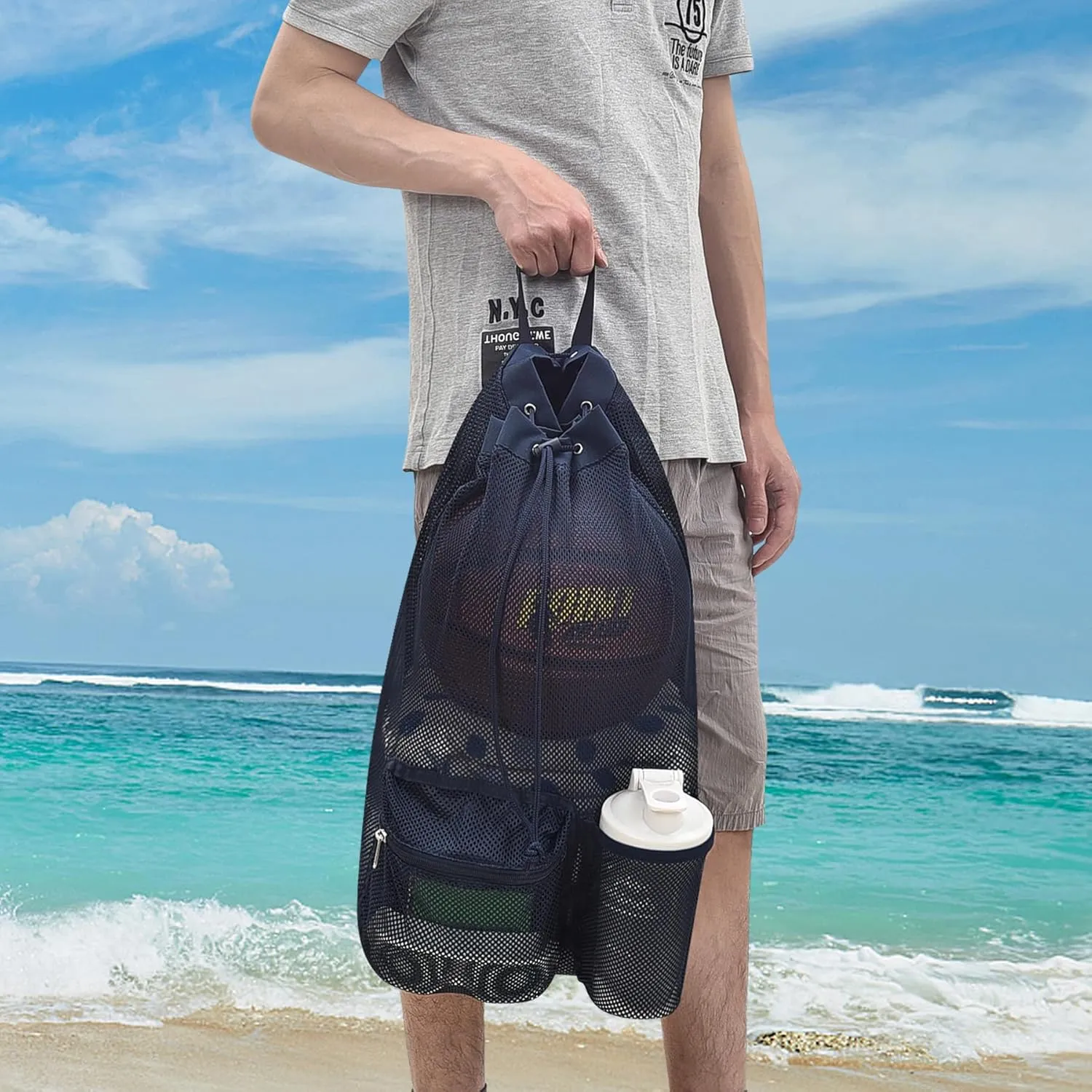 Mildbeer Large Drawstring Backpack for Men Women Athletic Gym Sports Workout Beach Swimming Commuting Travel
