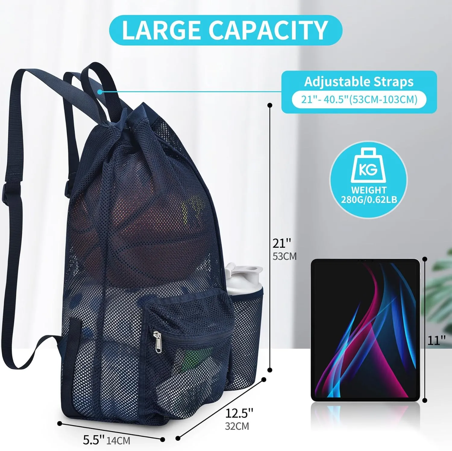 Mildbeer Large Drawstring Backpack for Men Women Athletic Gym Sports Workout Beach Swimming Commuting Travel