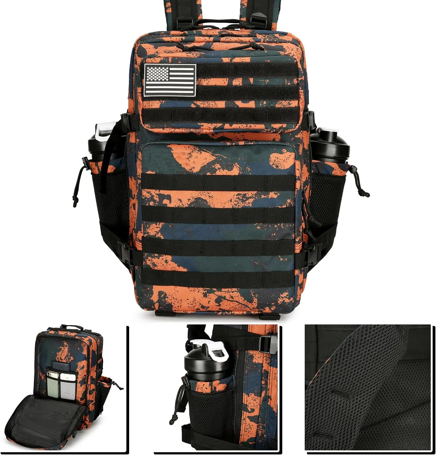 Military 45L Tactical Assault Backpack 3 day assault pack with Molle Waterproof backpack Rucksack for Tactical Backpacks